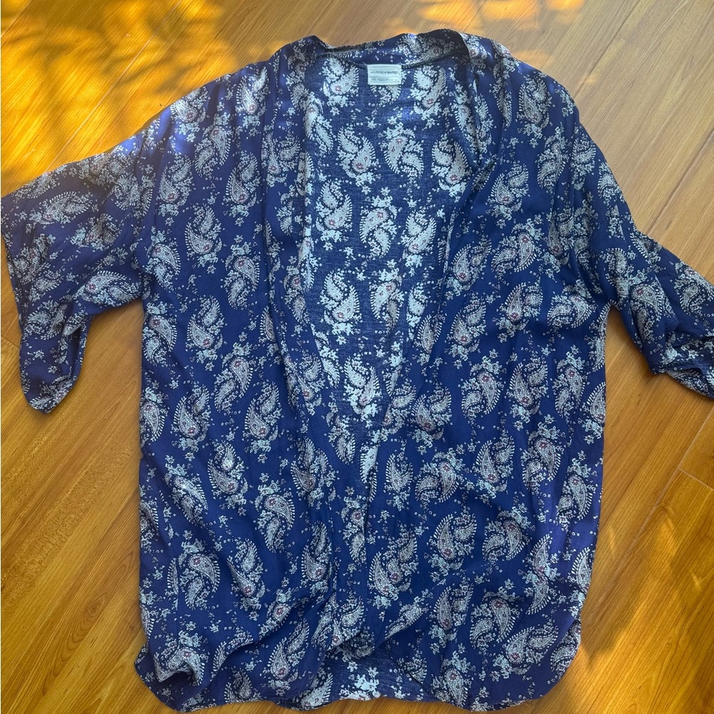 Blue Paisley Kimono Cardigan
